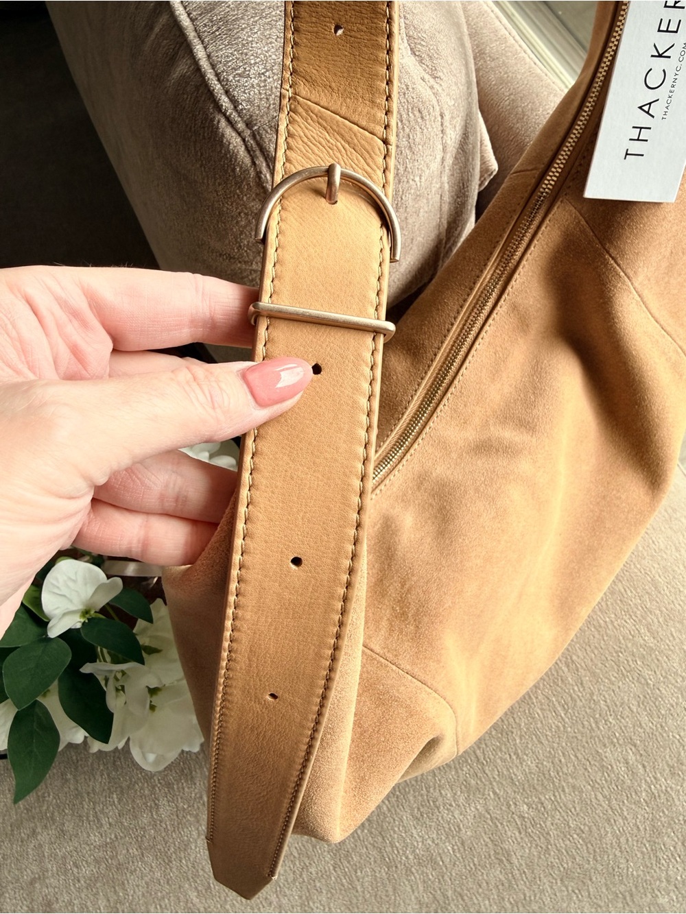 Thacker Oversized Wyatt Suede Hobo Shoulder Bag in Beige Nutmeg NWT - Picture 2 of 7